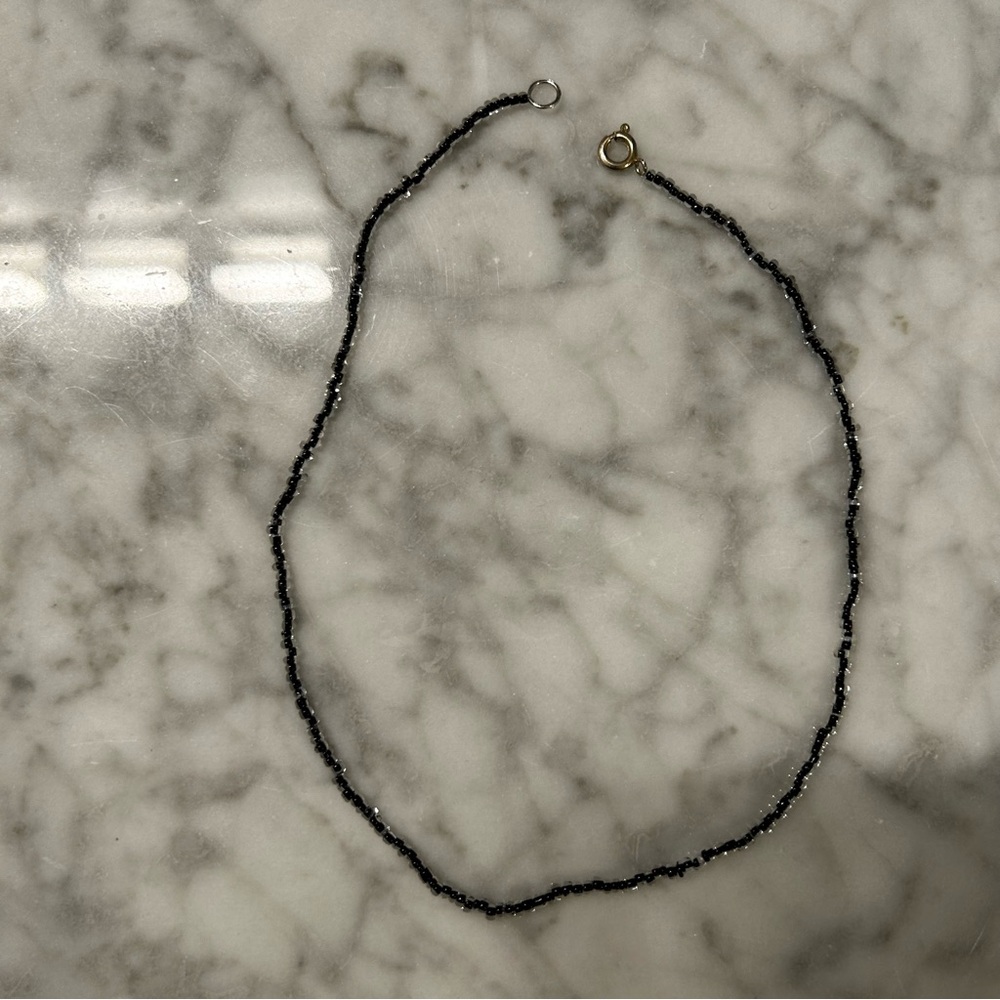 Black beaded choker necklace